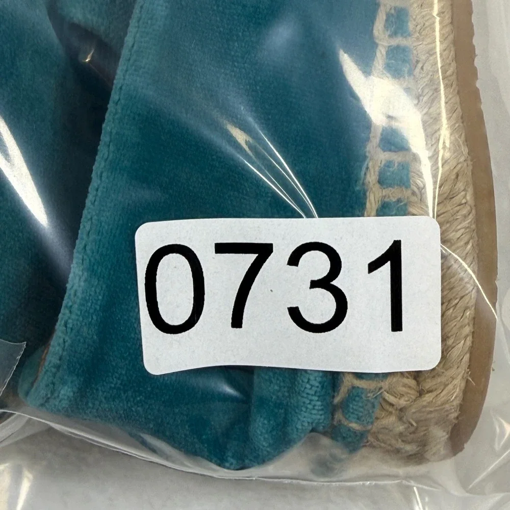 Salvatore Ferragamo Teal Velvet Espadrille‎ Loafers Gold Buckle Italy EU 28 0W